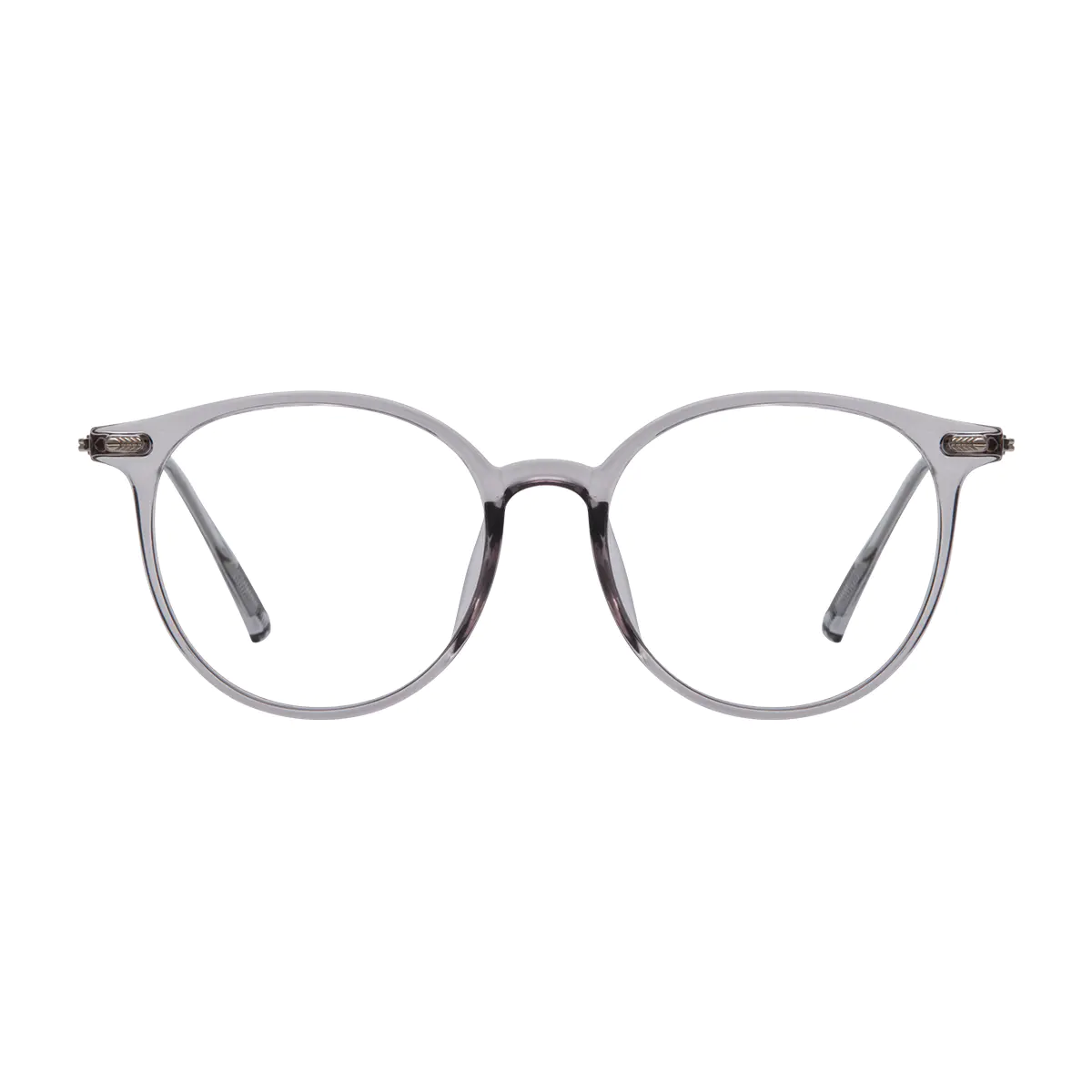 Round Transparent Gray Eyeglasses