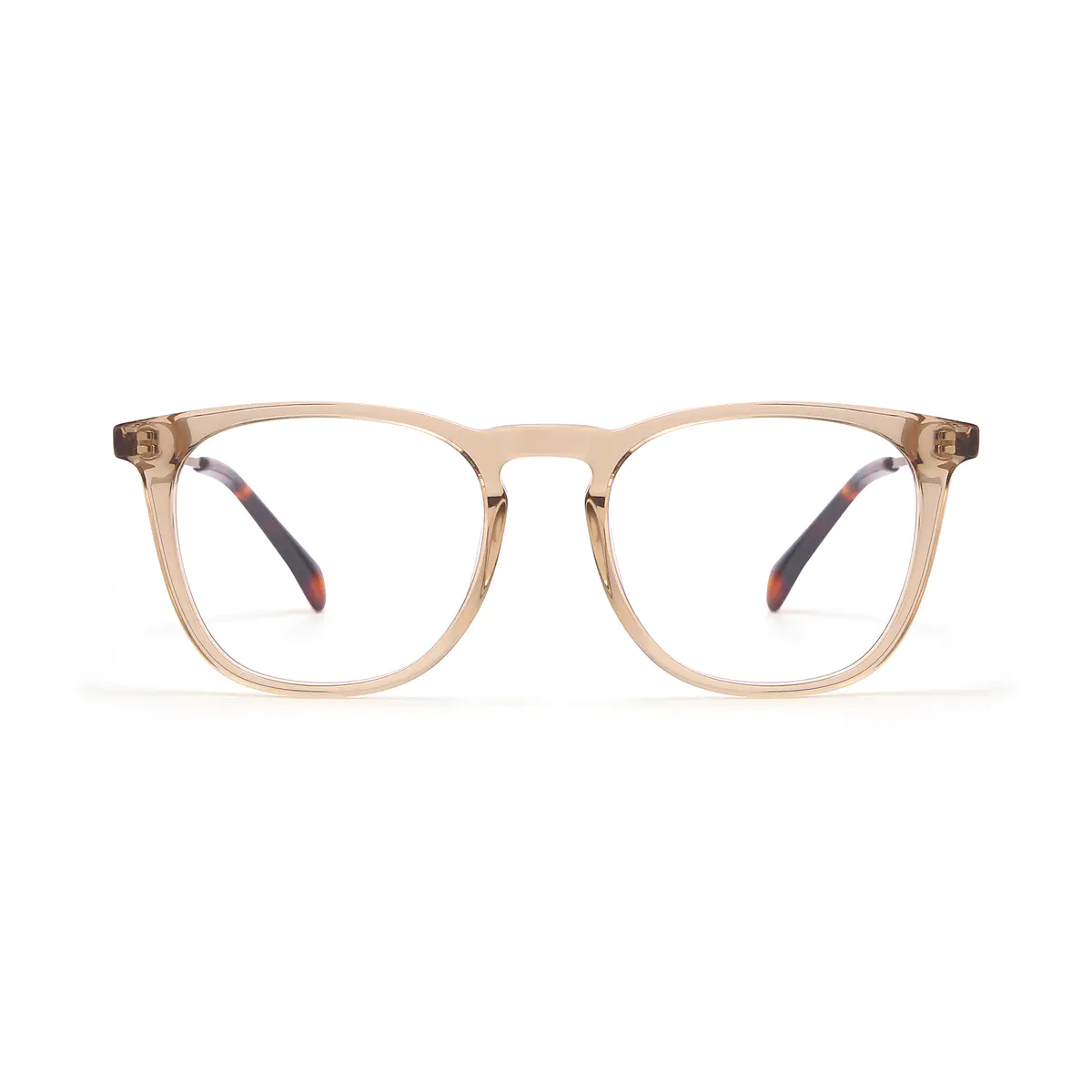 Square Transparent Brown Eyeglasses