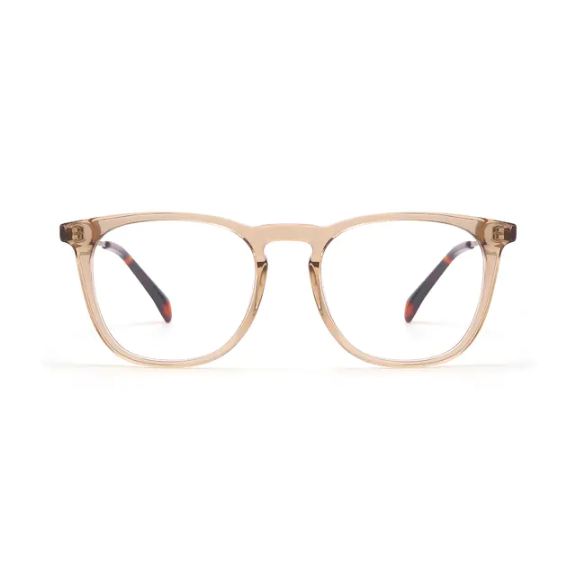 Square Transparent Brown Eyeglasses