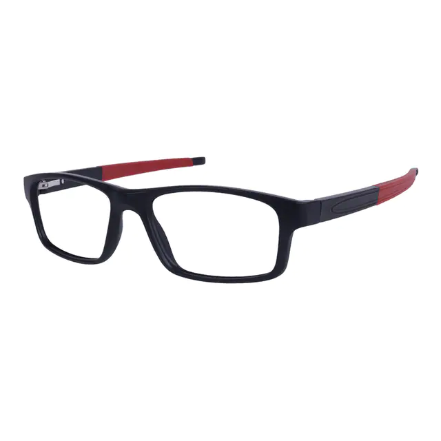 Rectangle Black/Red Sport Eyeglasses