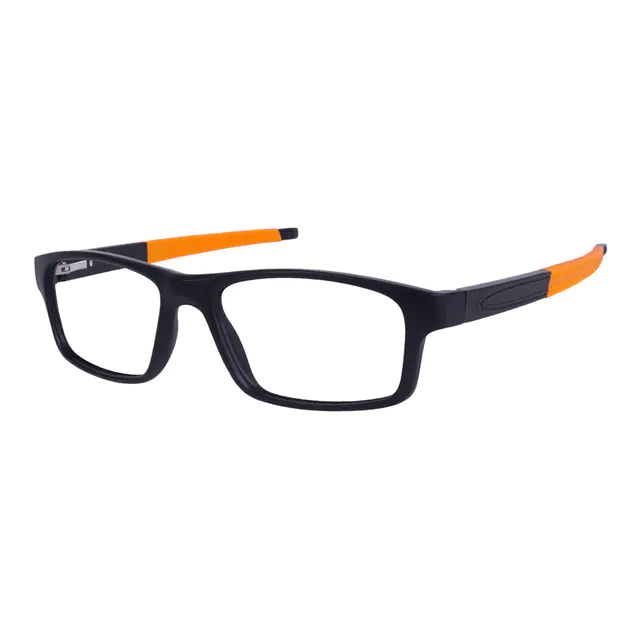 Rectangle Black/Orange Sport Eyeglasses
