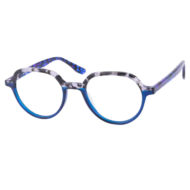 Round Blue Eyeglasses