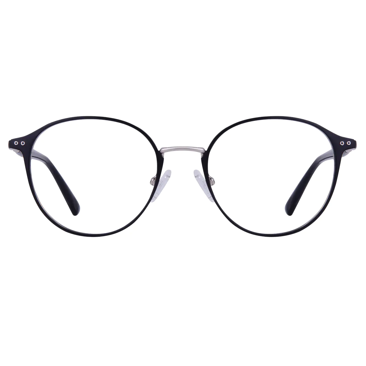 Round Black/Silver Eyeglasses