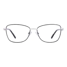Square Black Silver Eyeglasses