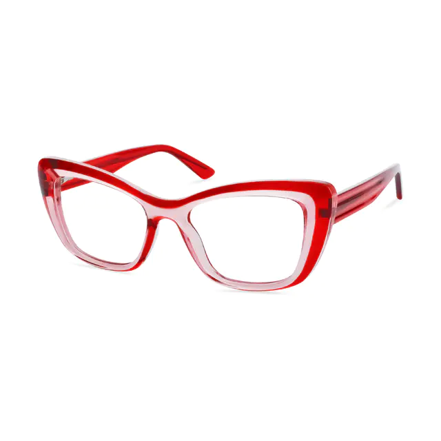 Rectangle Transparent Red Eyeglasses