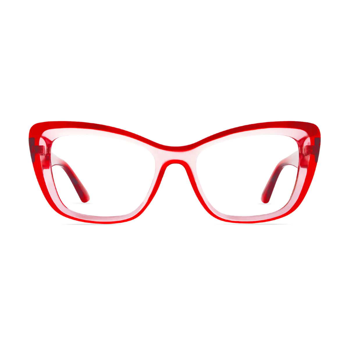 Rectangle Transparent Red Eyeglasses
