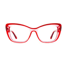 Rectangle Transparent Red Eyeglasses