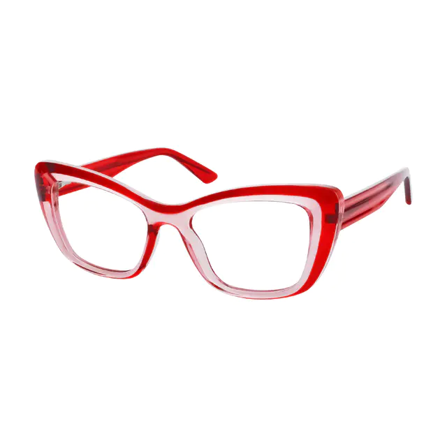Rectangle Transparent Red Eyeglasses