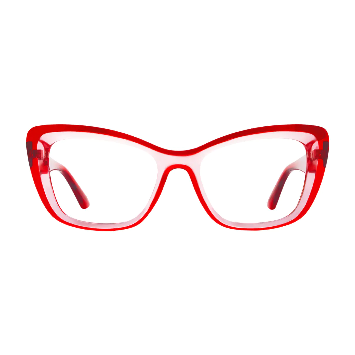 Rectangle Transparent Red Eyeglasses