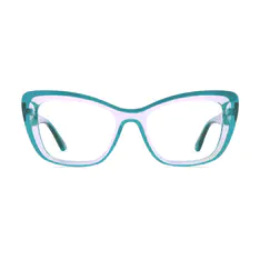 Rectangle Transparent Green Eyeglasses