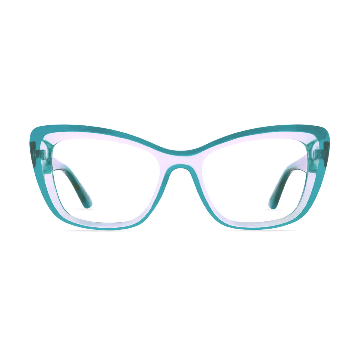 Rectangle Transparent Green Eyeglasses