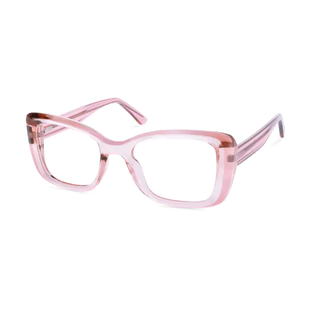 Rectangle Transparent Pink Eyeglasses