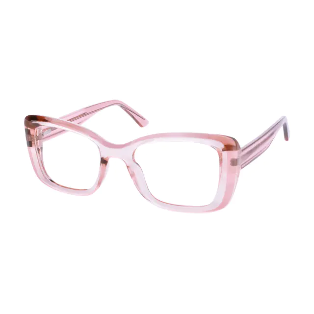 Rectangle Transparent Pink Eyeglasses