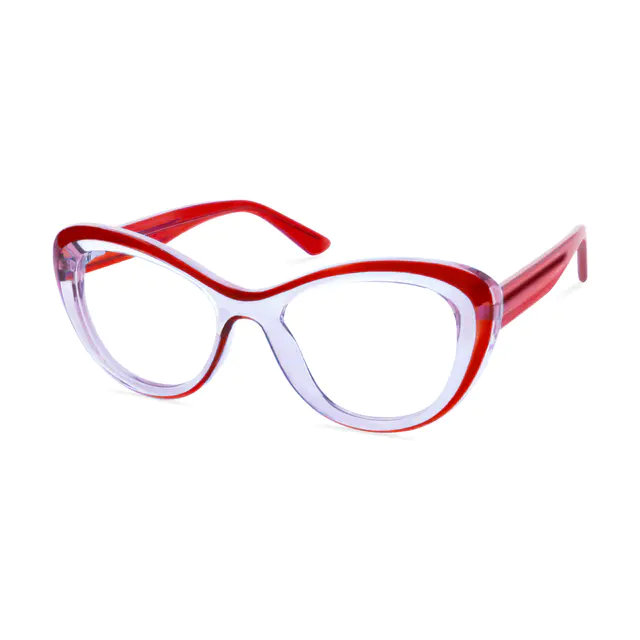 Cat-eye Transparent Red Eyeglasses