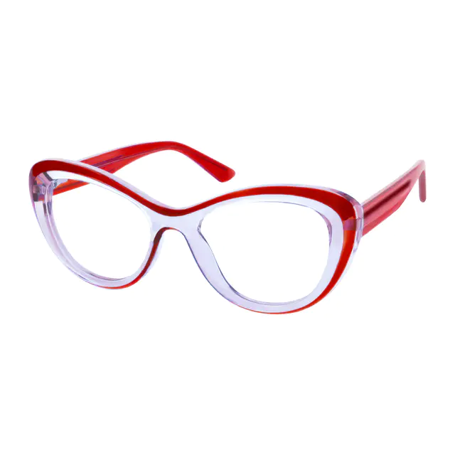 Cat-eye Transparent Red Eyeglasses
