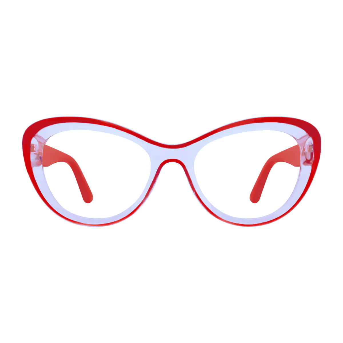 Cat-eye Transparent Red Eyeglasses