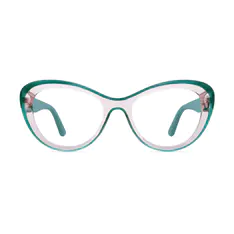 Cat-eye Transparent Green/Transparent Pink Eyeglasses