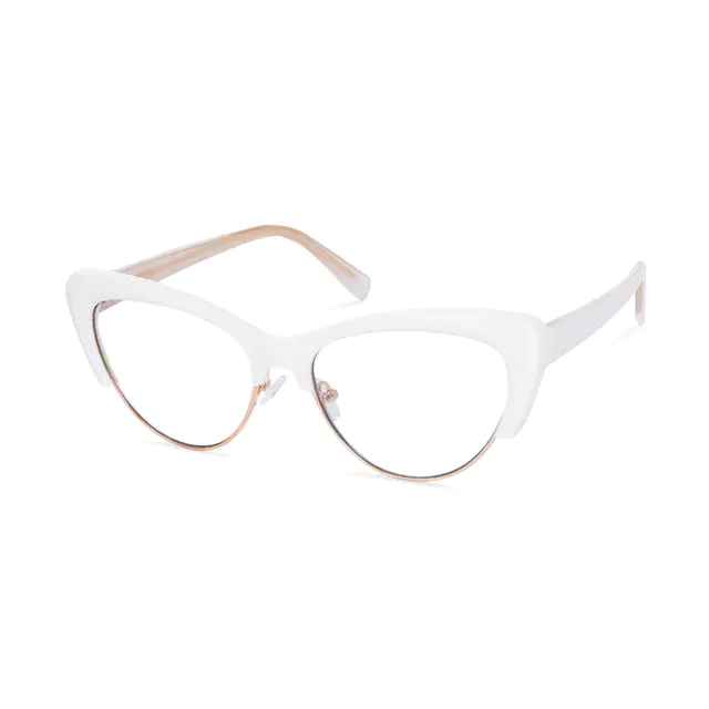 Cat-eye White/Gold Eyeglasses