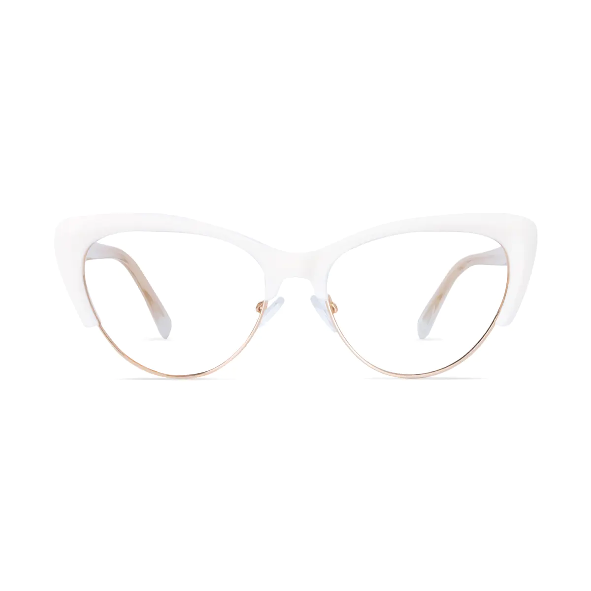 Cat-eye White/Gold Eyeglasses