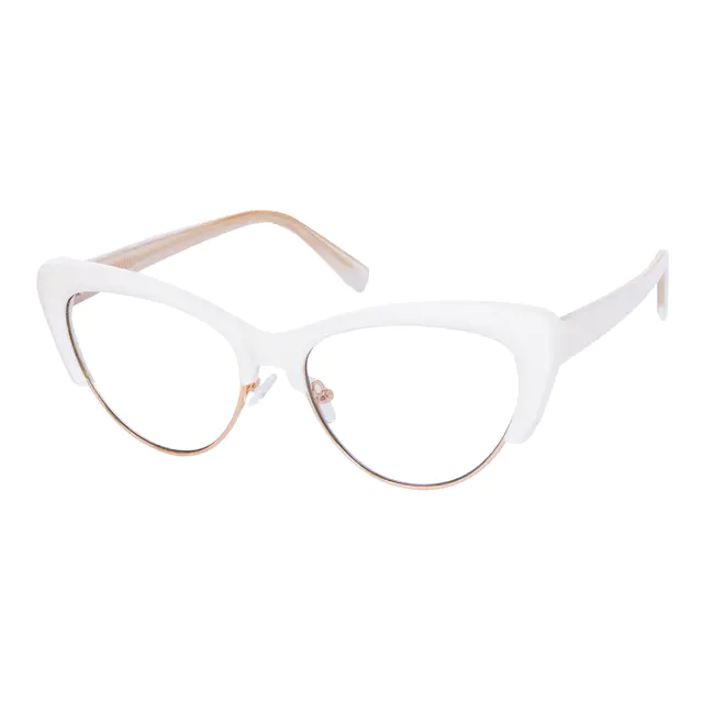Cat-eye White/Gold Eyeglasses