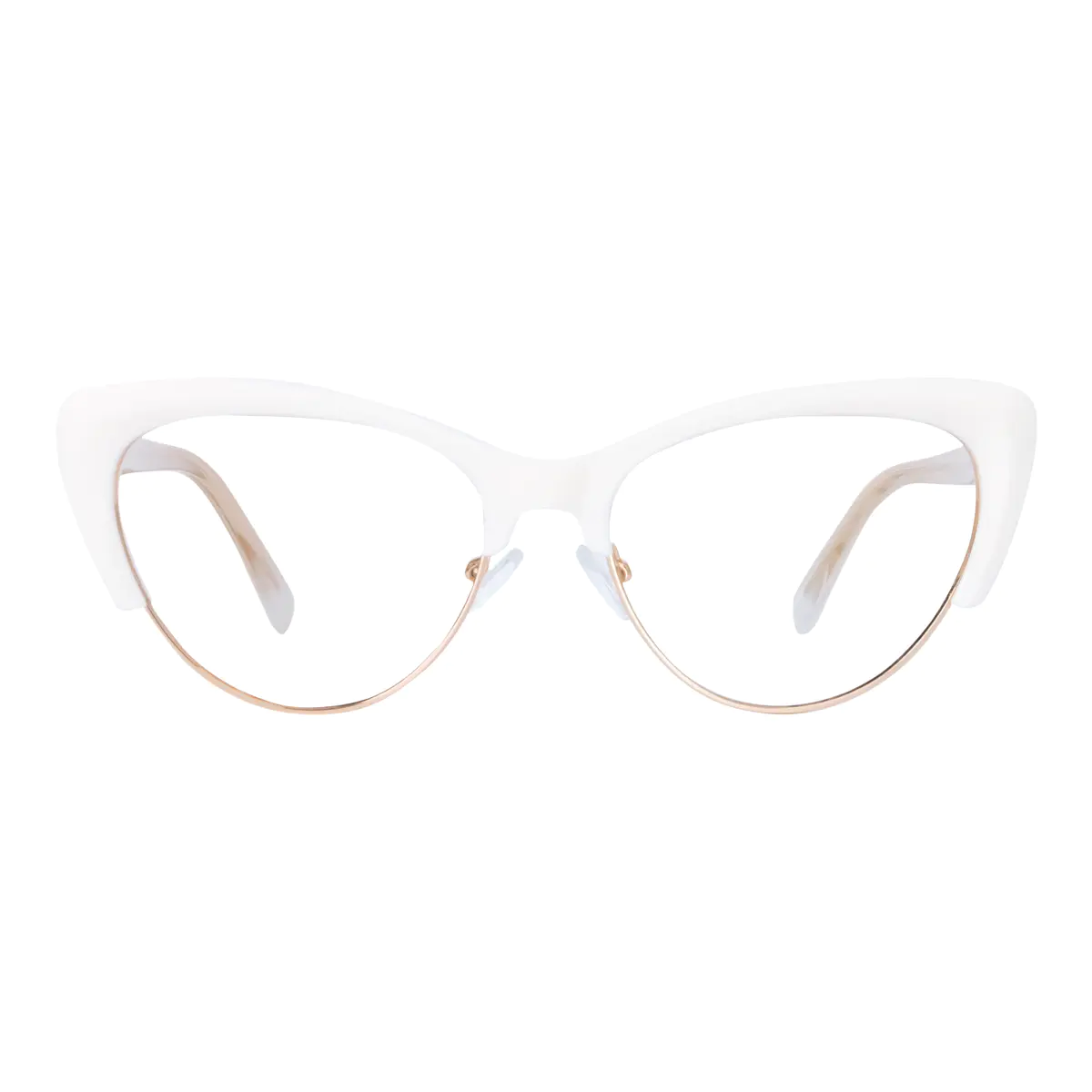 Cat-eye White/Gold Eyeglasses
