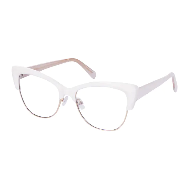 Cat-eye White/Gold Eyeglasses