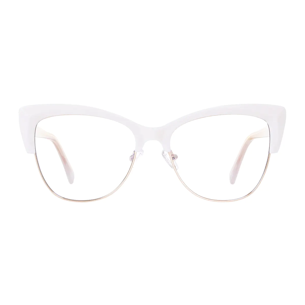 Cat-eye White/Gold Eyeglasses