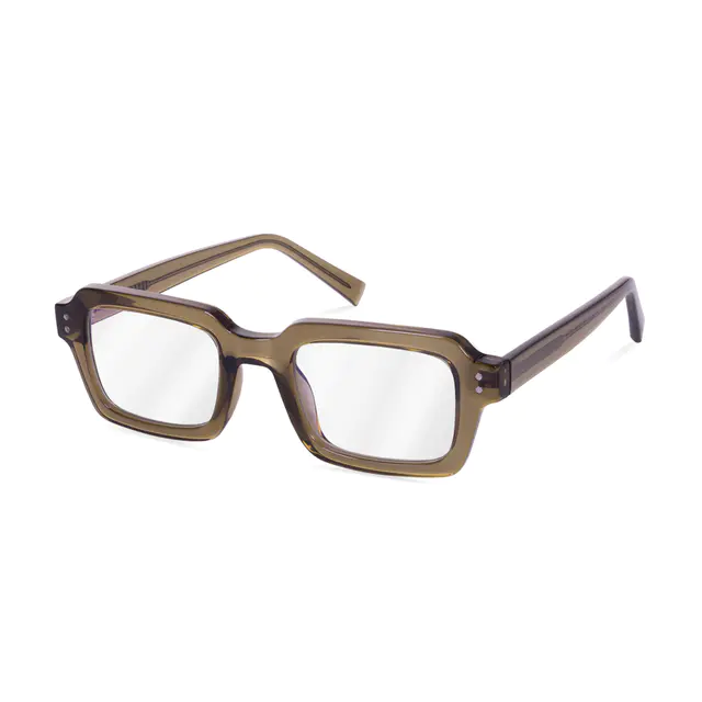 Rectangle Transparent Brown Eyeglasses