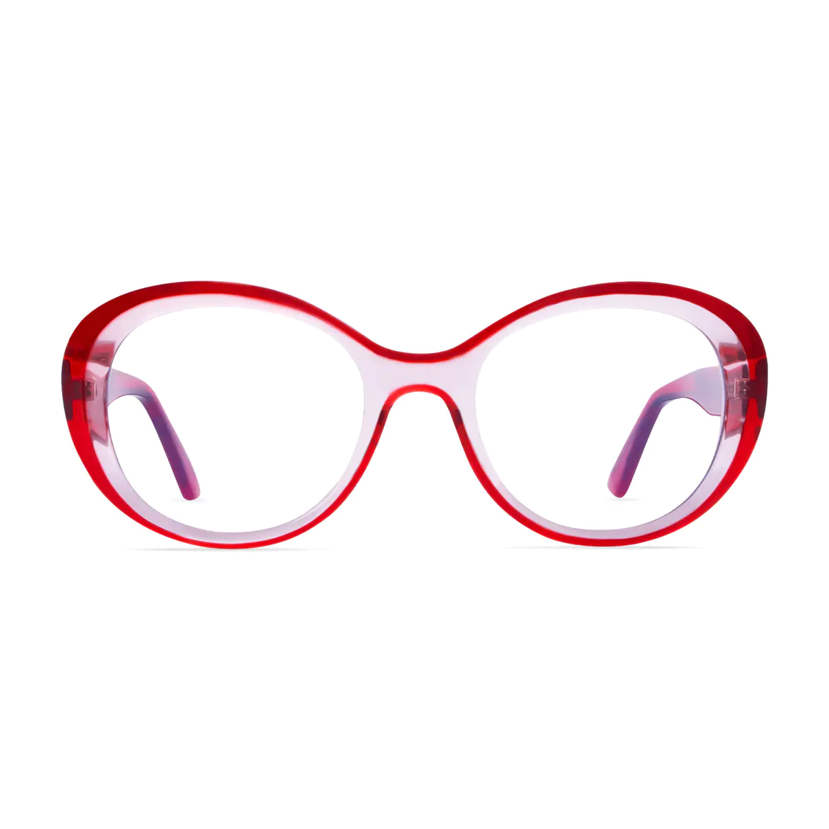 Round Transparent Red Eyeglasses