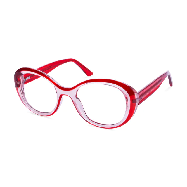 Round Transparent Red Eyeglasses