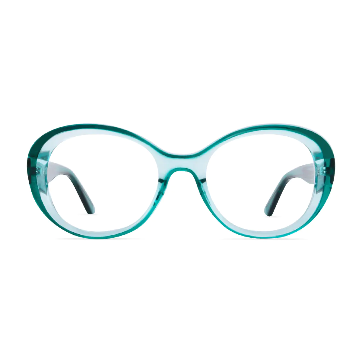 Round Transparent Green Eyeglasses