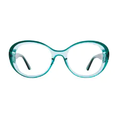 Round Transparent Green Eyeglasses
