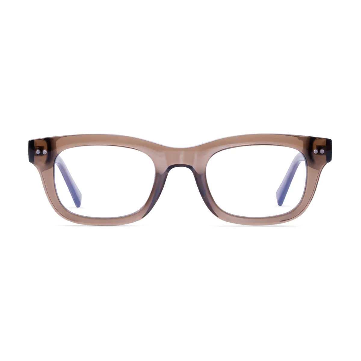 Rectangle Transparent Brown Eyeglasses