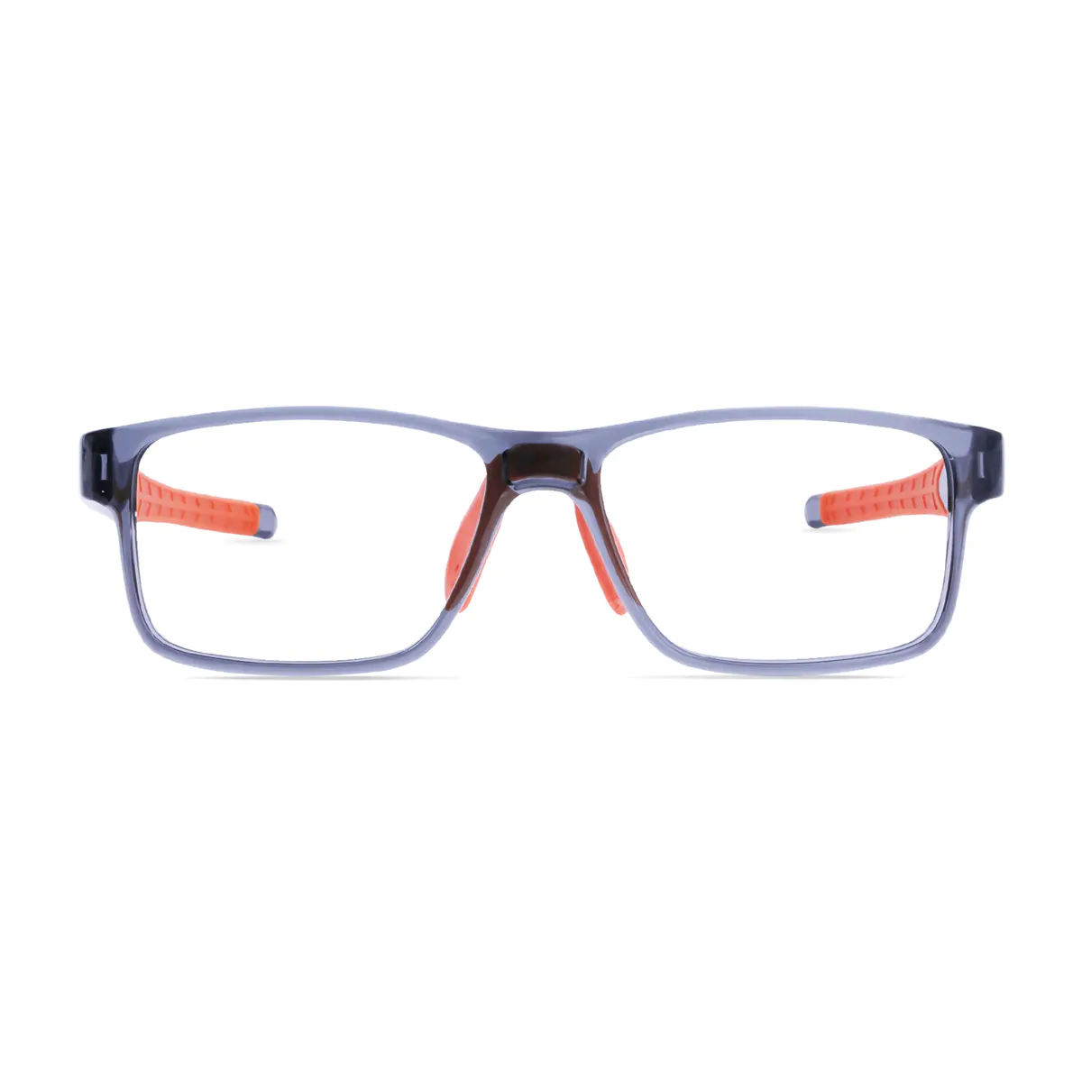 Rectangle Transparent Gray/ Orange Sport Eyeglasses