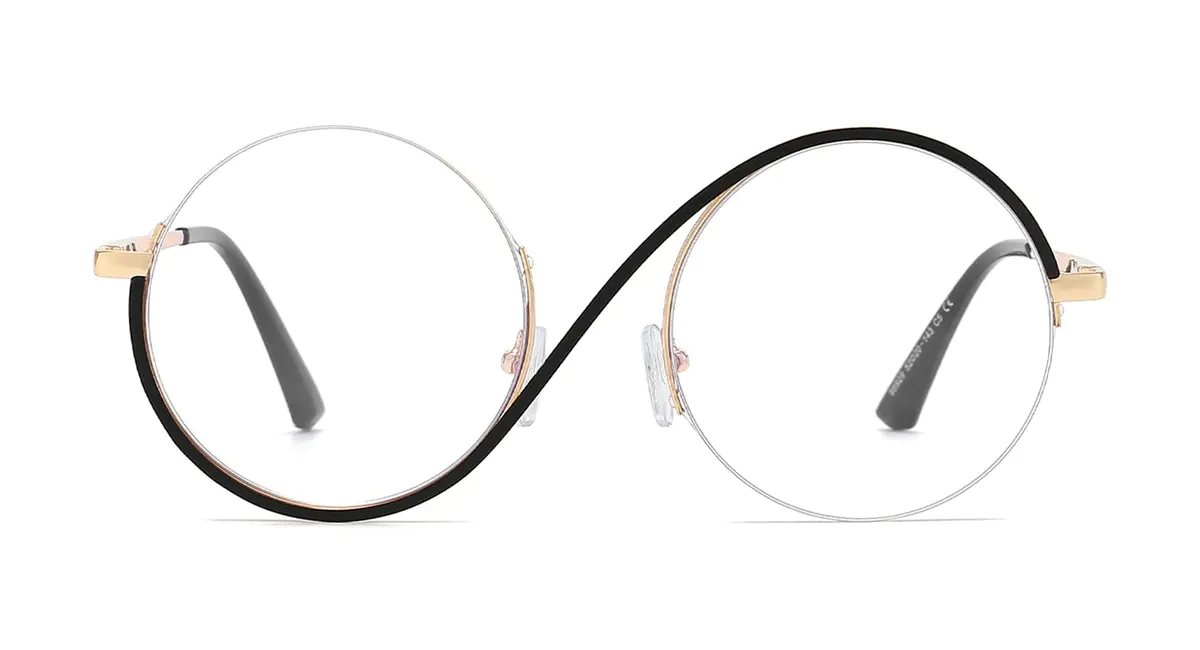 Round Black/Gold Eyeglasses