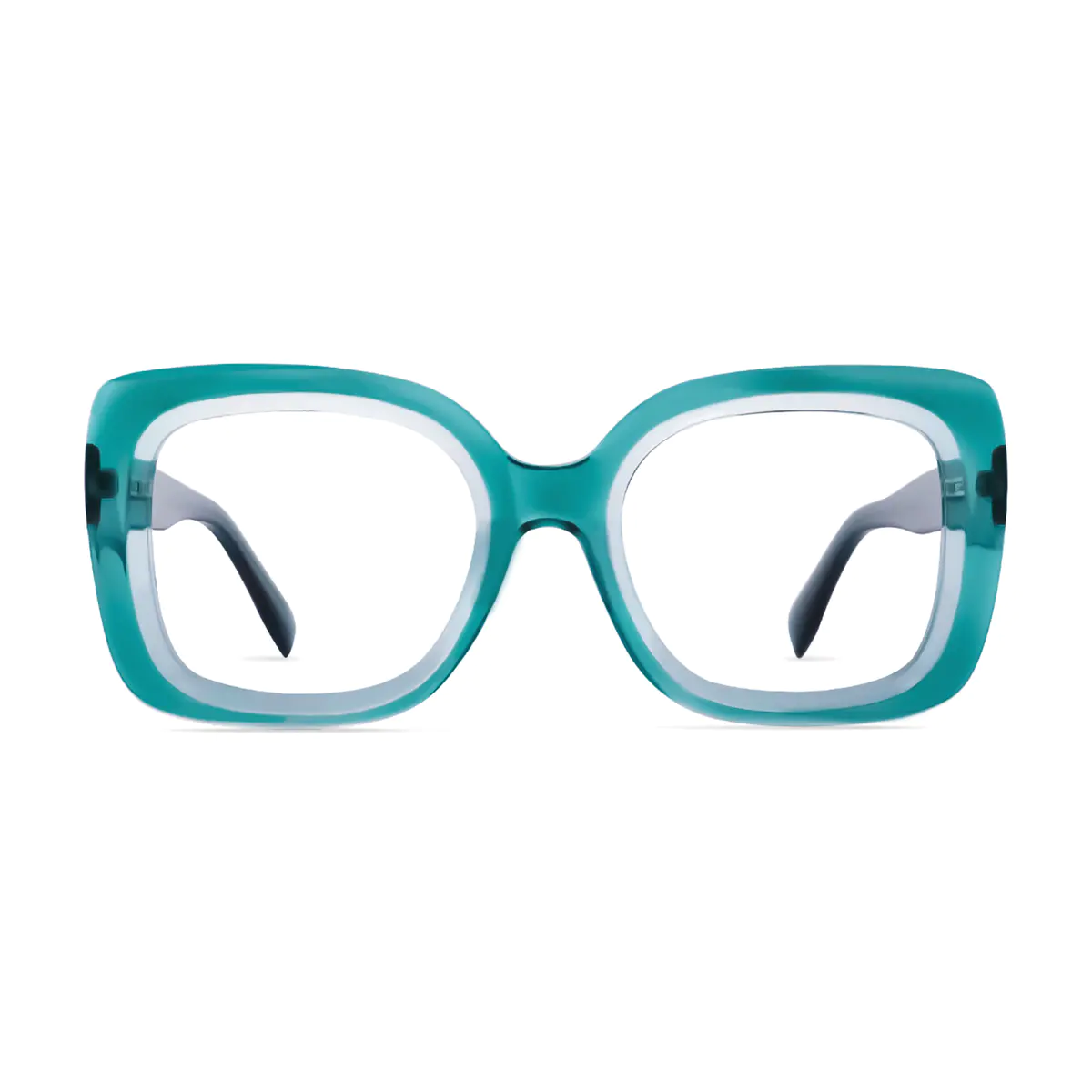Square Transparent Green Eyeglasses
