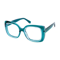 Square Transparent Green Eyeglasses