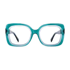Square Transparent Green Eyeglasses