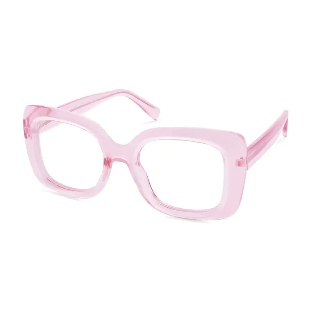 Square Transparent Pink Eyeglasses