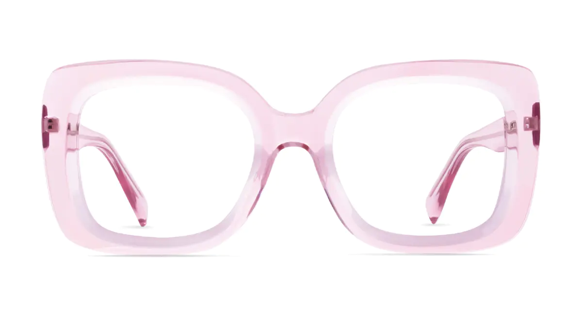 Square Transparent Pink Eyeglasses