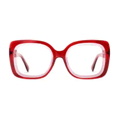 Square Transparent Red Eyeglasses