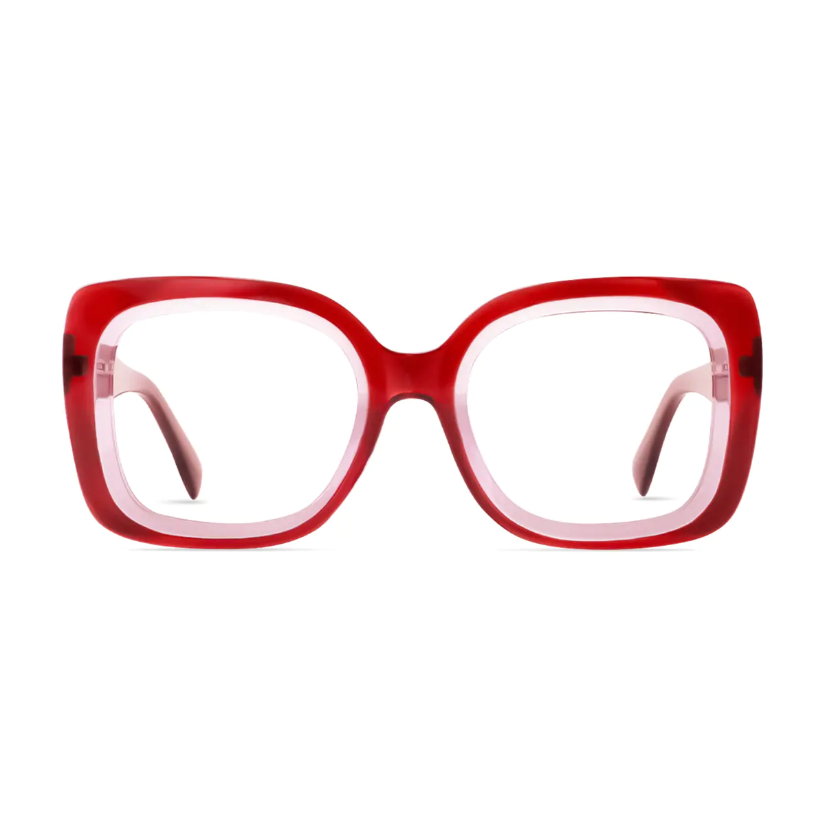 Square Transparent Red Eyeglasses