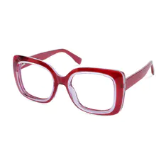 Square Transparent Red Eyeglasses