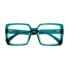 Square Transparent Green Eyeglasses