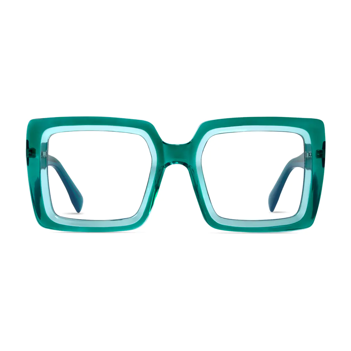 Square Transparent Green Eyeglasses
