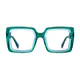 Square Transparent Green Eyeglasses
