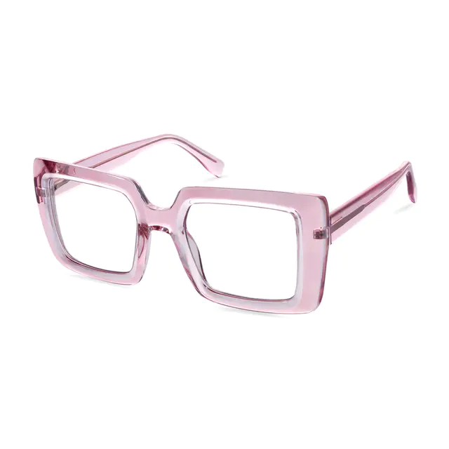 Square Transparent Pink Eyeglasses