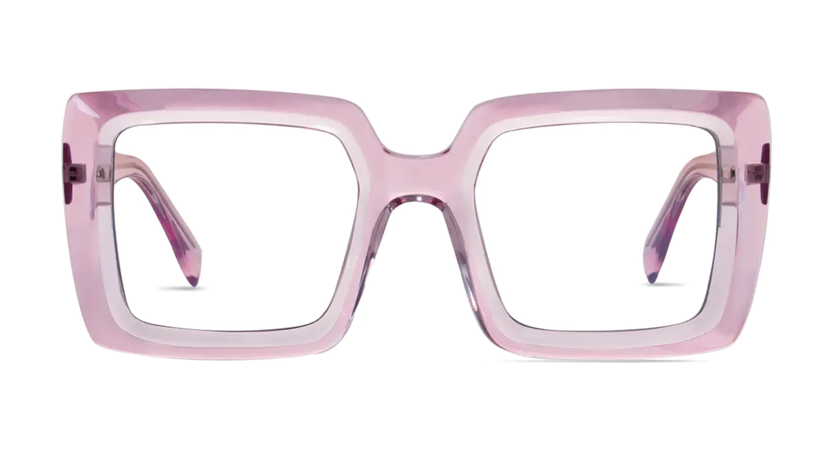 Square Transparent Pink Eyeglasses