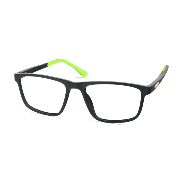 Rectangle Black/Green Sport Eyeglasses
