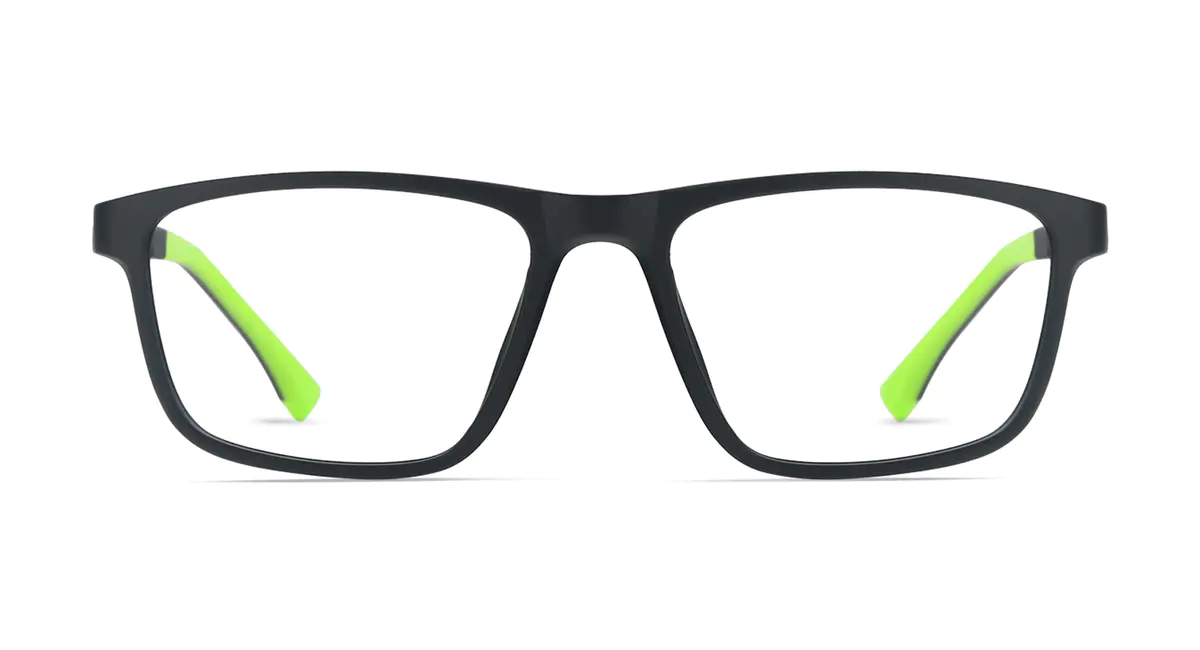 Rectangle Black/Green Sport Eyeglasses